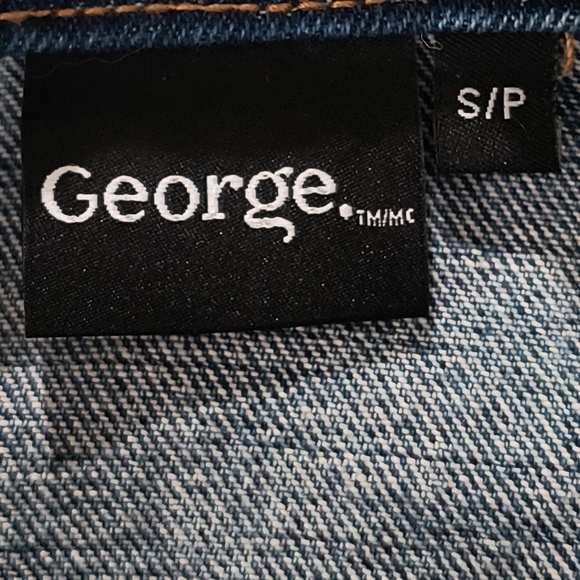 George Men's Small Blue W/Gray Sweatshirt Sleeves Jean Jacket - Picture 10 of 11